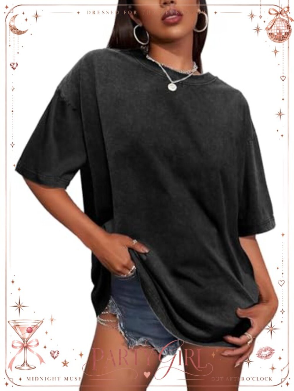 Oversized Cotton T Shirt Loose Fit Crew Neck Short Sleeve Tee